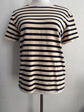Woman Breton Stripe Short Sleeve Nautical T-Shirt - Apricot/Navy Naval Clothing